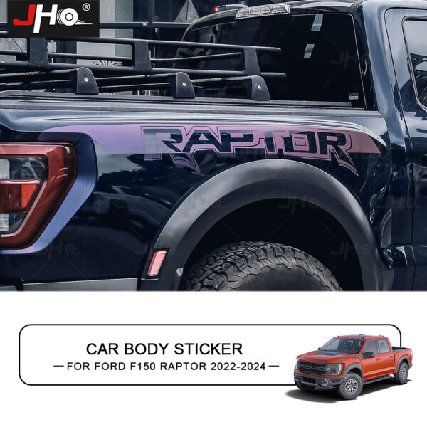 JHO Car Body Sticker Carbon Grain Hollow Out Raptor Emblem Decorate Vinyl Decals For F-150 Raptor 2015-2023 Exterior Accessories