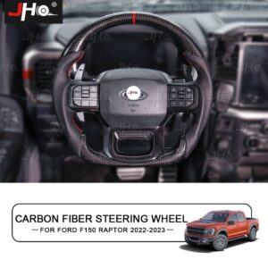 JHO Real Carbon Fiber Steering Wheel Replace With/Without Heating Function Fit For Ford F-150 Raptor 2017-2025 Accessories