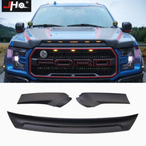 Fit For 2015-2021 Ford F150 Raptor Carbon Fiber Stone Deflector with LED DRL/Turn Signal/Fog Lights