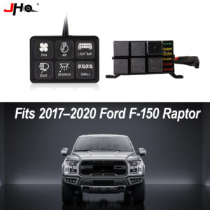 JHO Fit For Ford F-150 Raptor 2017-2020 6-Gang Auxiliary Switch Panel Relay Control Box Off-Road Light Bar Wiring Harness Pod